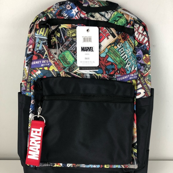 Marvel Comics Comicbook Themed Backpack Captain America Spider-Man Hulk Thor NWT - Picture 1 of 11